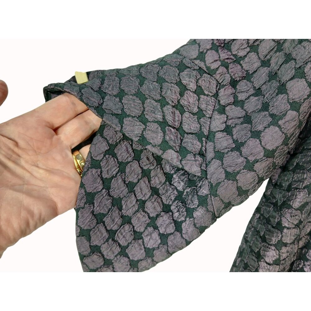 IC by Connie K Purple Black Op Art Swing Lux Jacket Size M Metal Buckle Trim - Picture 9 of 16